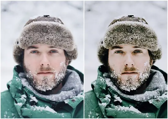 Winter green filter photo editing